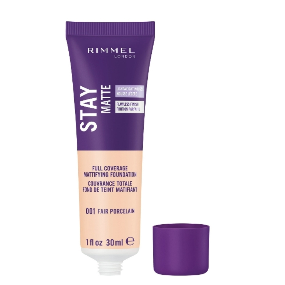 4 x Rimmel London Stay Matte Liquid Foundation, 001 Fair Porcelain
